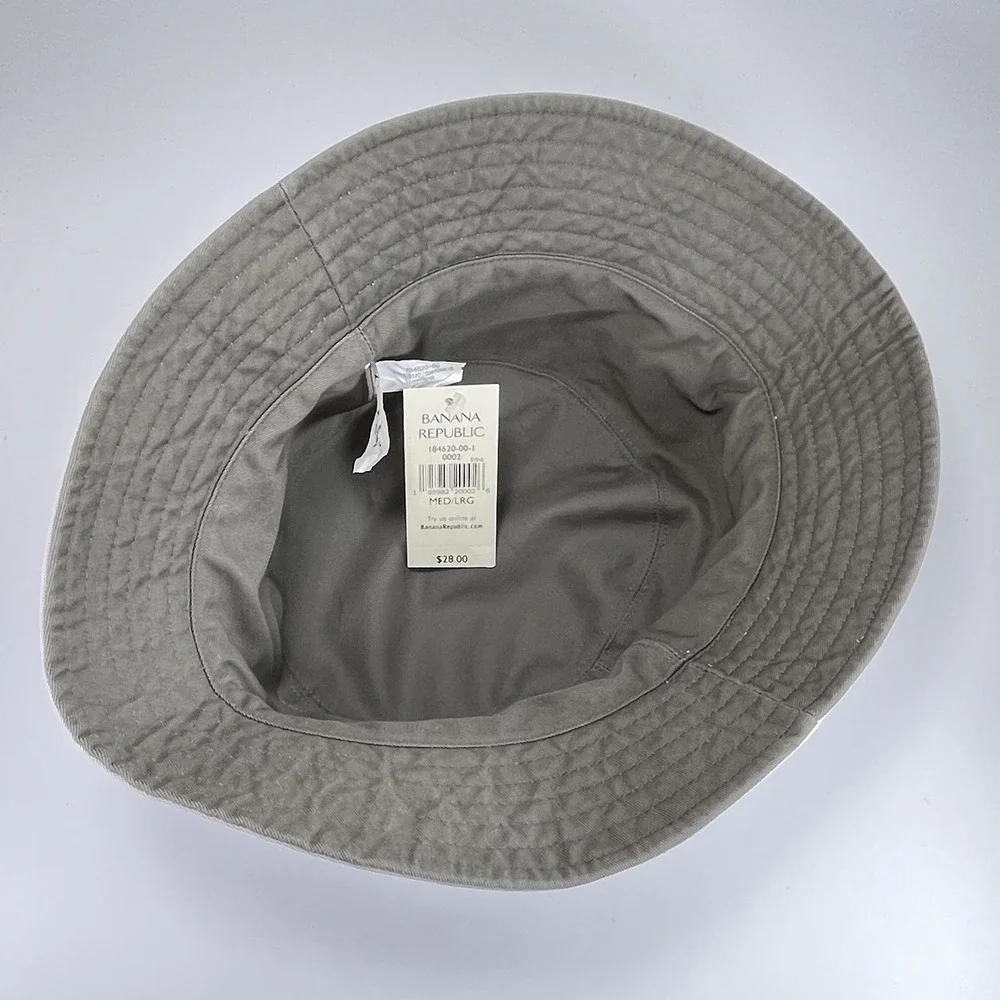 Vintage Y2K Bucket Hat Banana Republic Men M/L Khaki Cotton Fishing Safari Cream